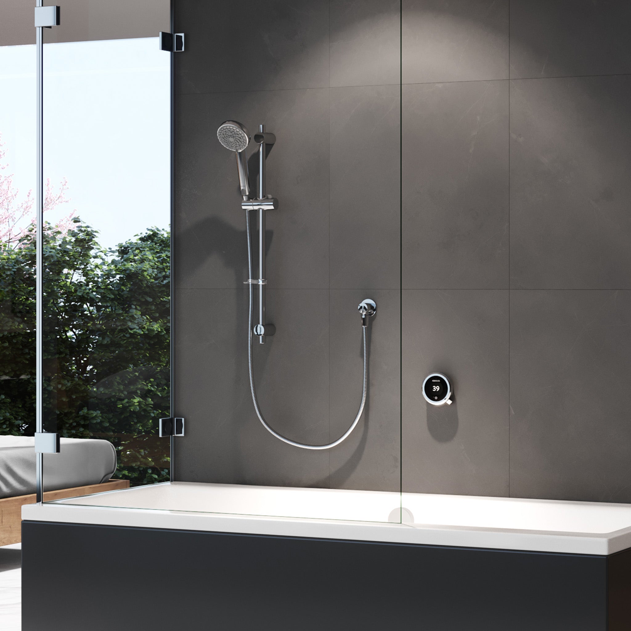 Aqualisa Quartz Touch Concealed Digital Smart Shower System With Adjustable Handset & Overflow Filler