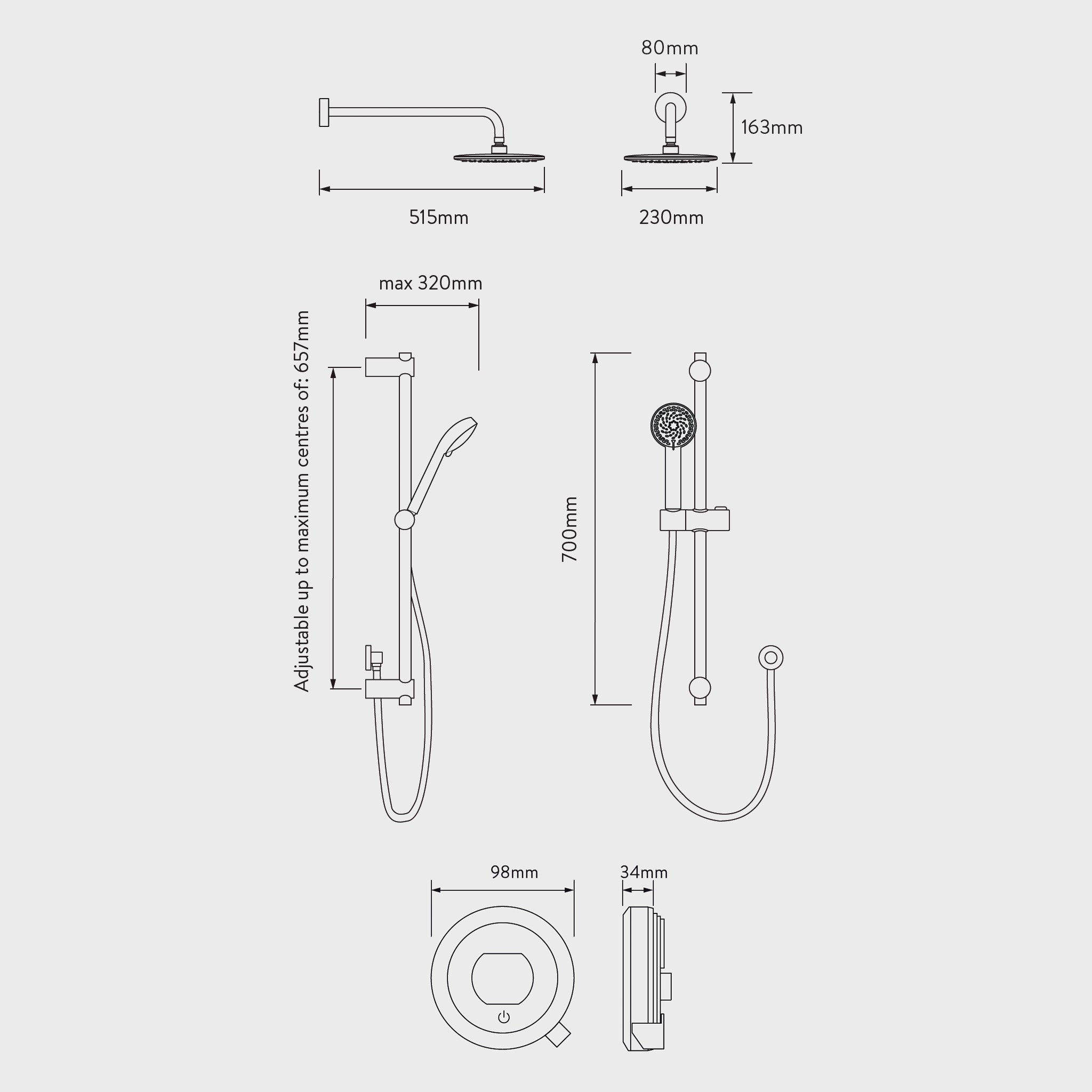 Aqualisa Quartz Touch Concealed Digital Smart Shower System With Adjustable Handset & Fixed Head