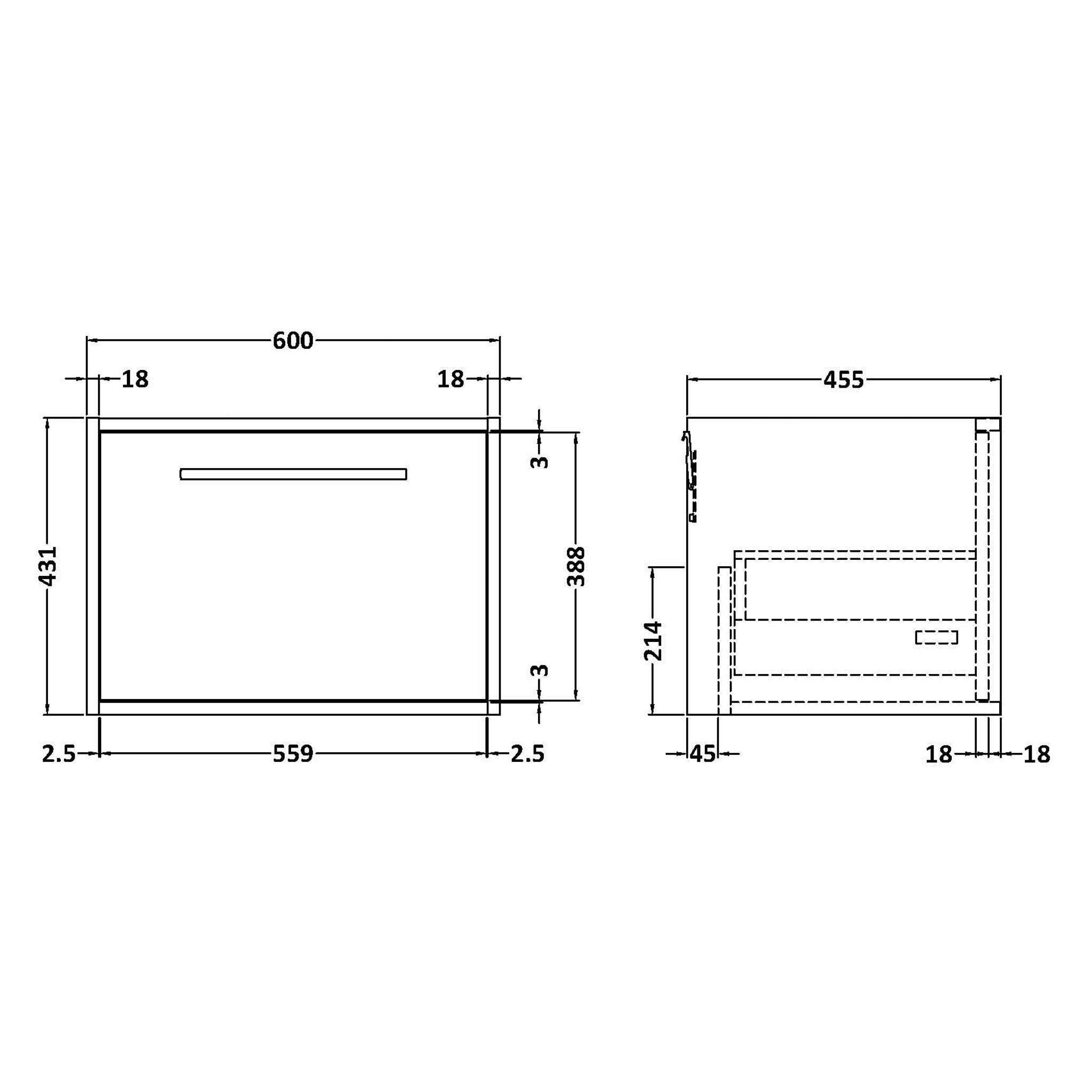 BC Designs Roseburn 600mm Wall Hung Vanity Unit 1 Drawer