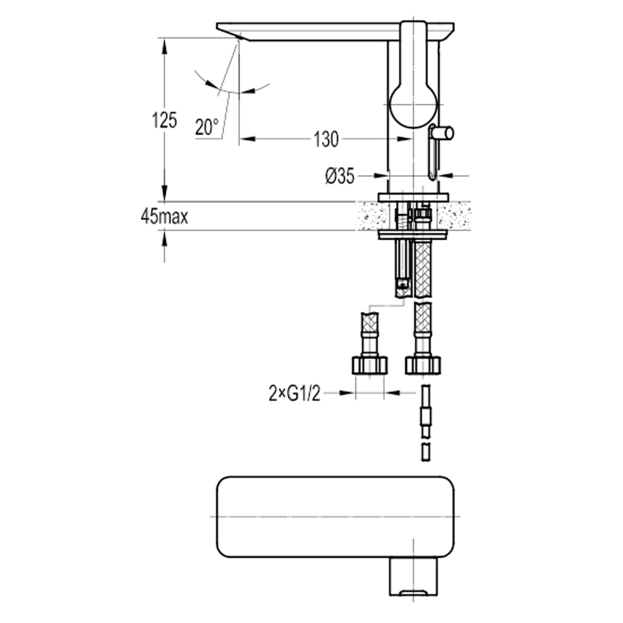 Flova Spring 125mm Single Lever Basin Mixer Tap & Waste