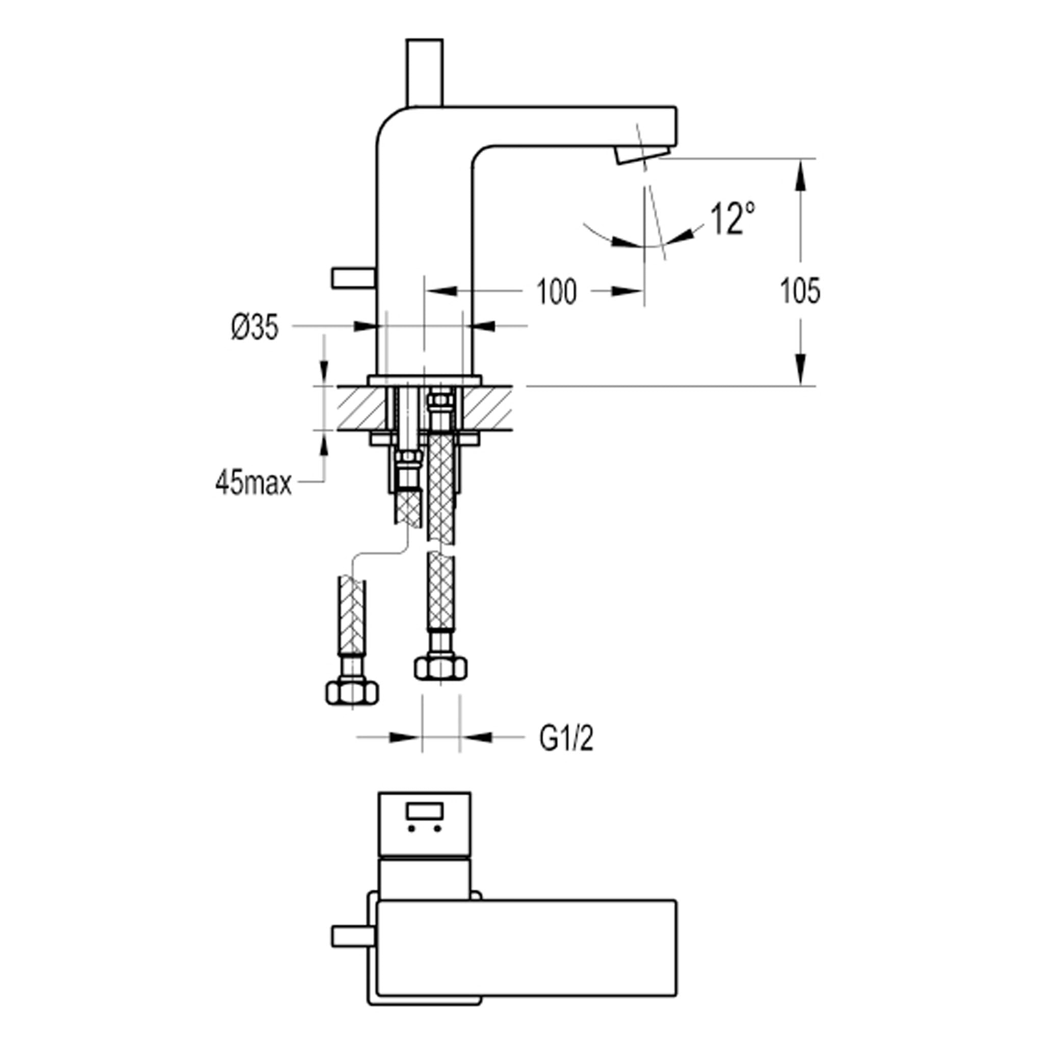 Flova STR8 105mm Single Lever Basin Mixer Tap & Waste