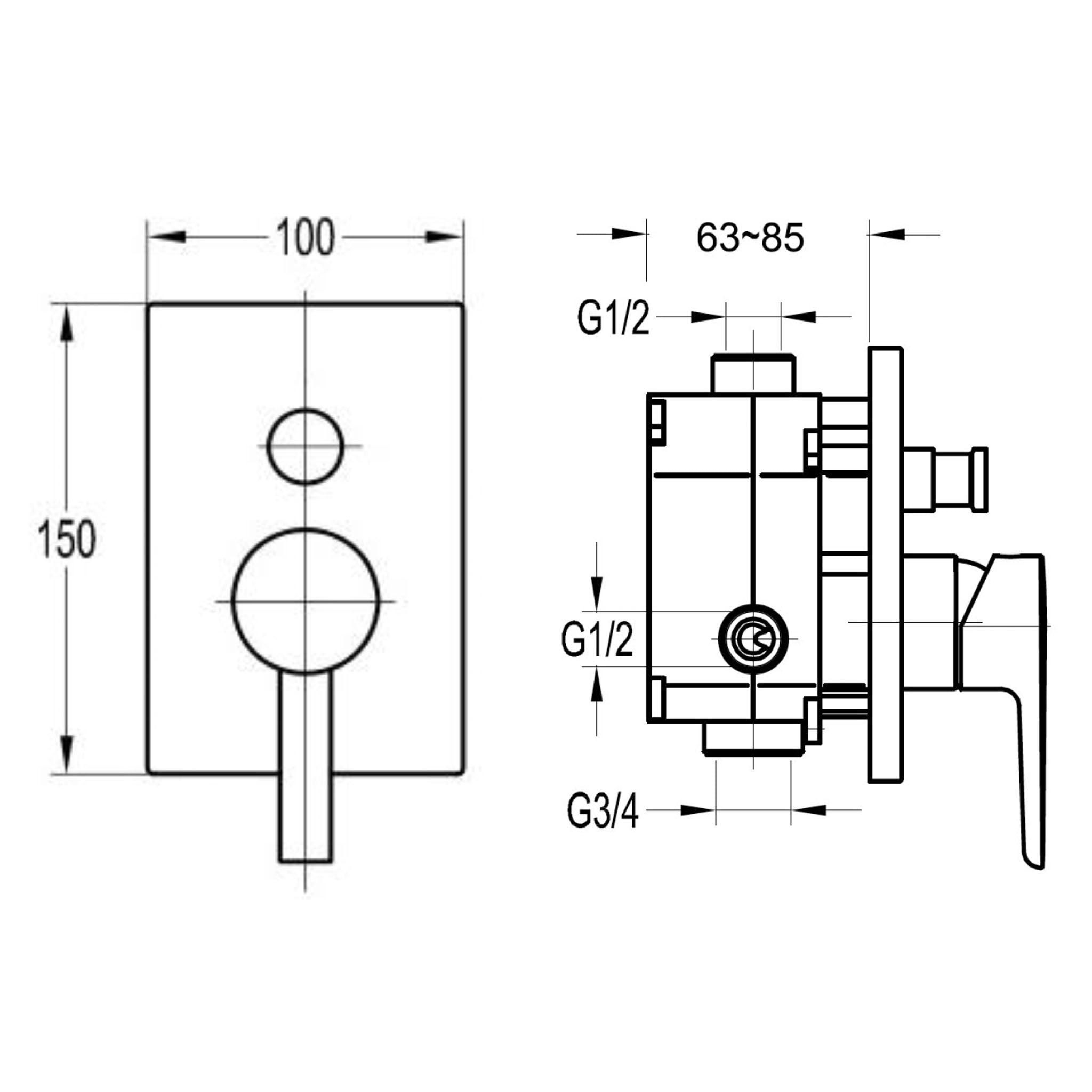 Flova STR8 Concealed 2-Outlet Manual Shower Mixer