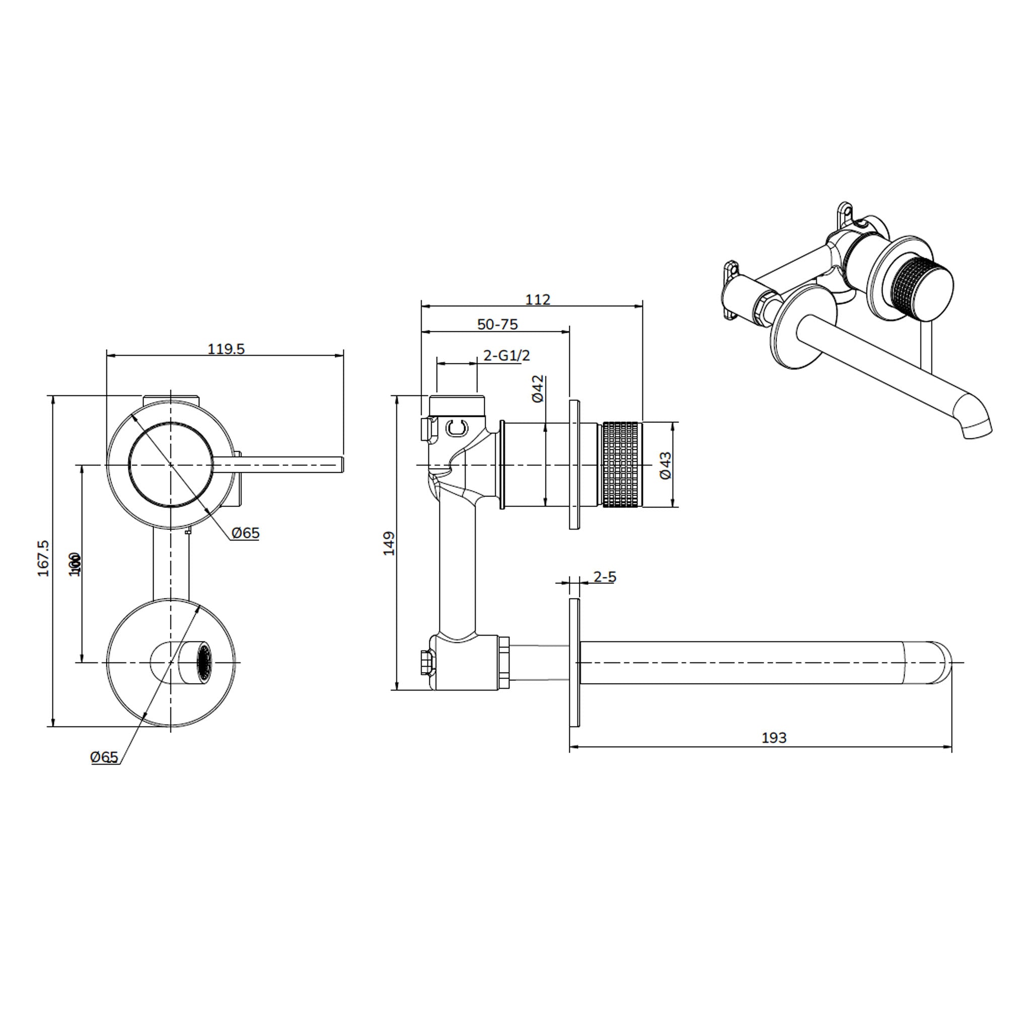 Sonas Alita Wall Mounted Basin Mixer Tap