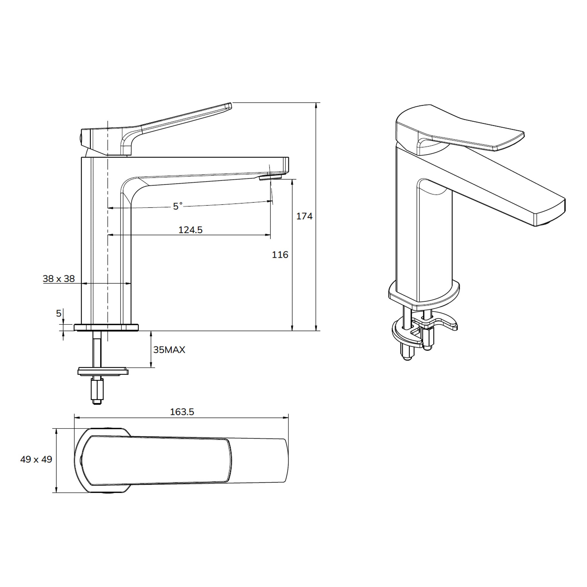 Sonas Luta Basin Mixer Tap & Waste