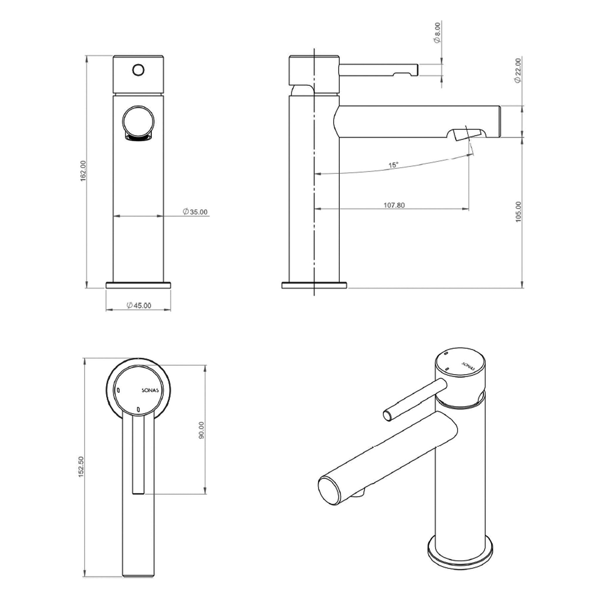 Sonas Hakk Basin Mixer Tap & Waste