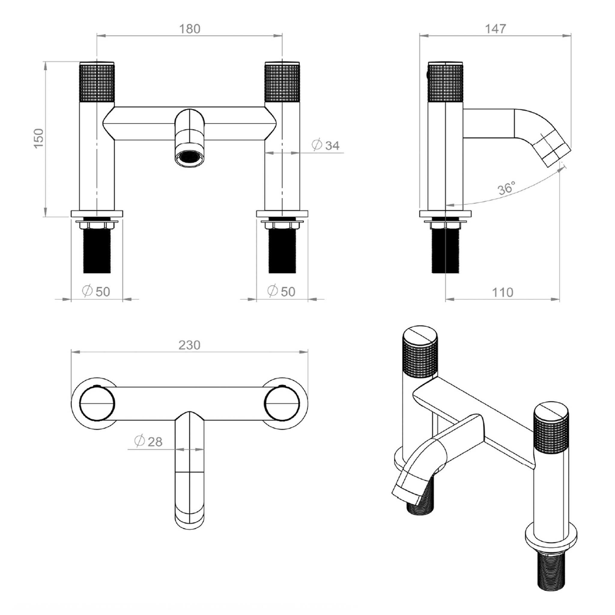 Sonas Alita Deck Mounted Bath Filler Tap