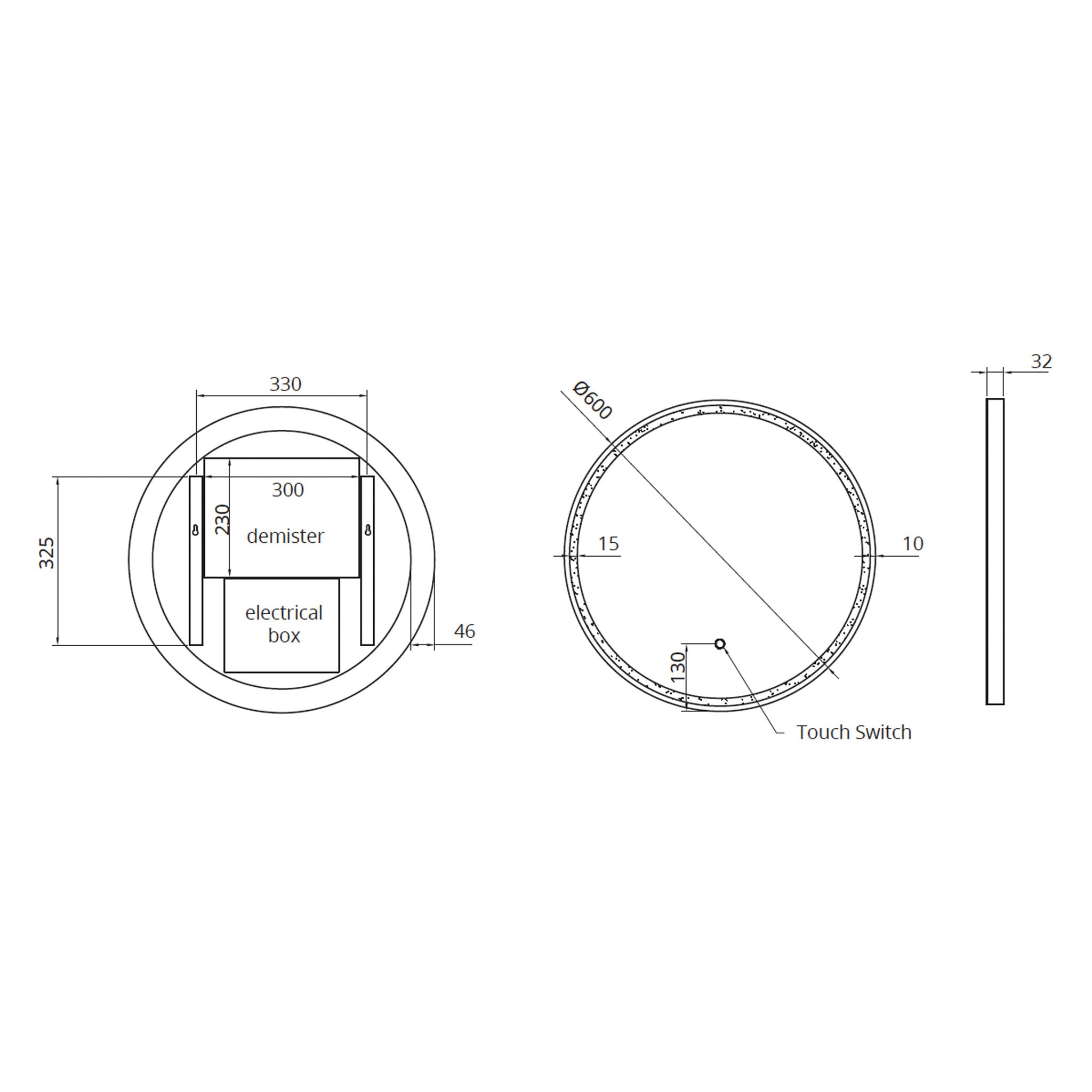 Sonas Astrid Beam Round LED Illuminated Mirror 600 x 600mm