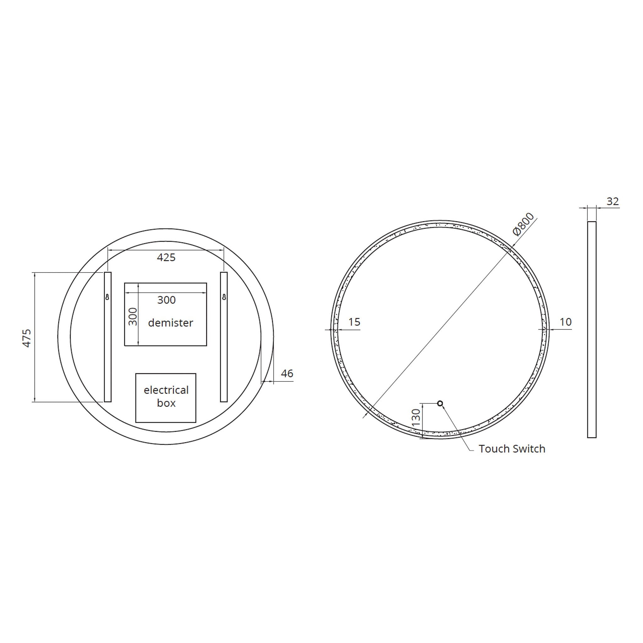 Sonas Astrid Beam Round LED Illuminated Mirror 800 x 800mm