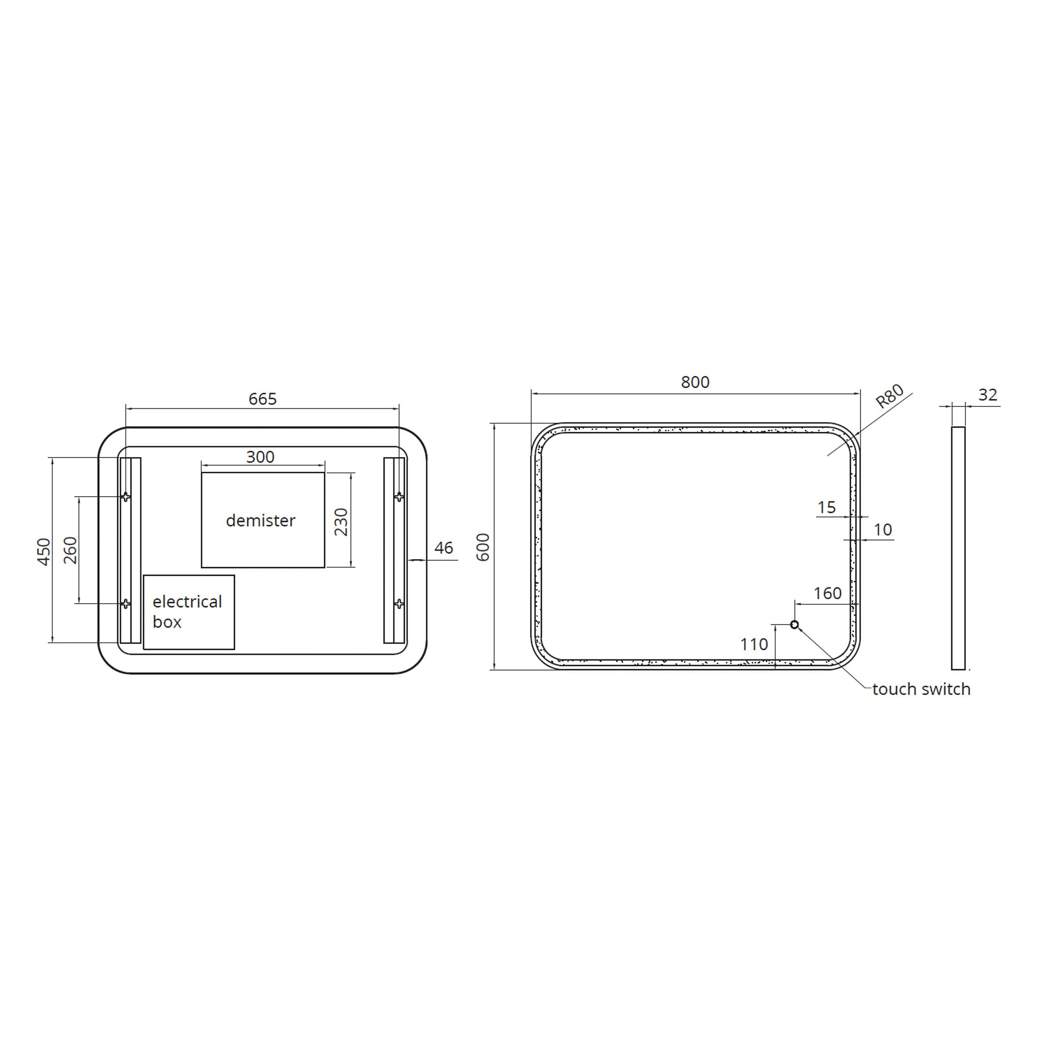 Sonas Astrid Beam Rectangle LED Illuminated Mirror 600 x 800mm