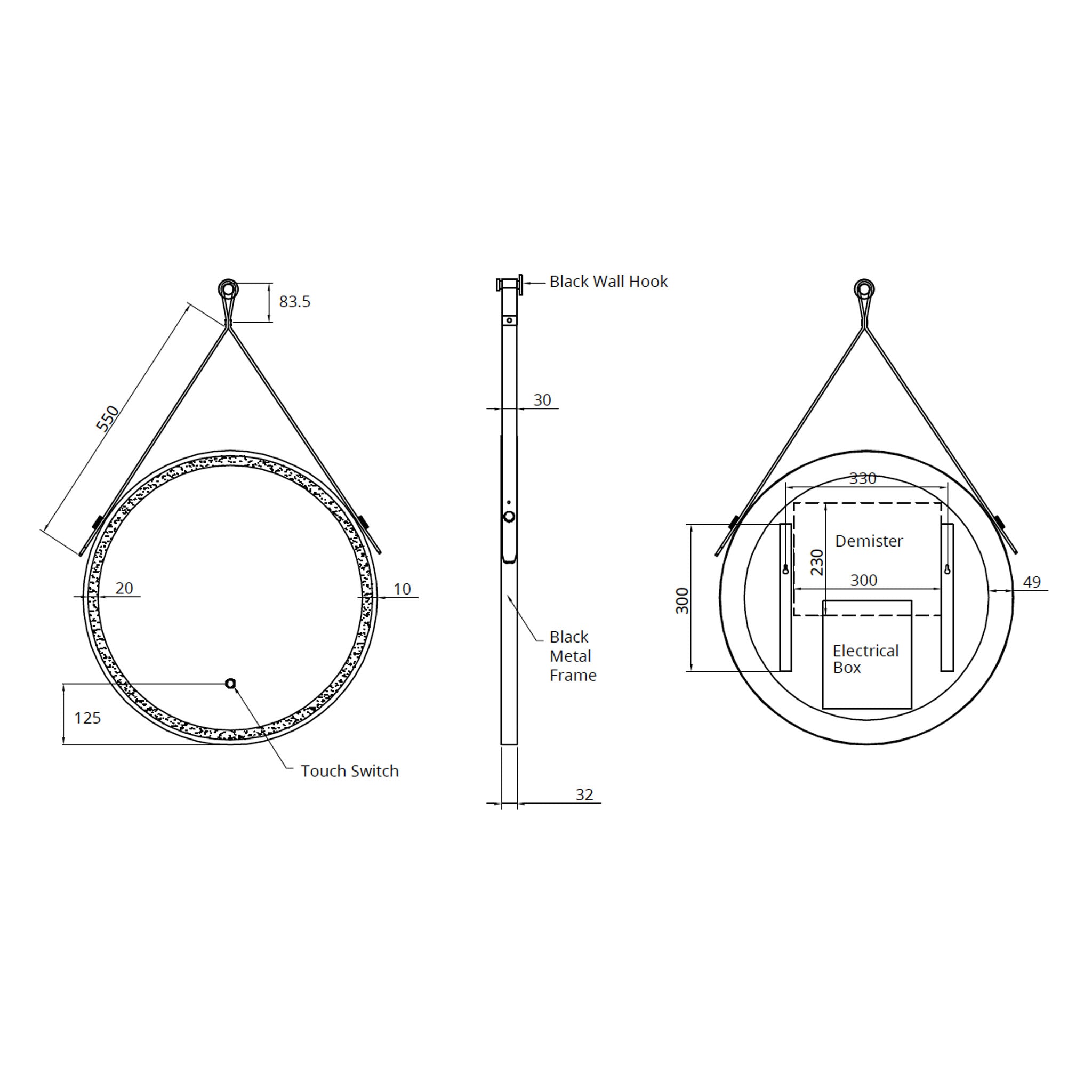 Sonas Astrid Style Round LED Illuminated Mirror 600 x 600mm