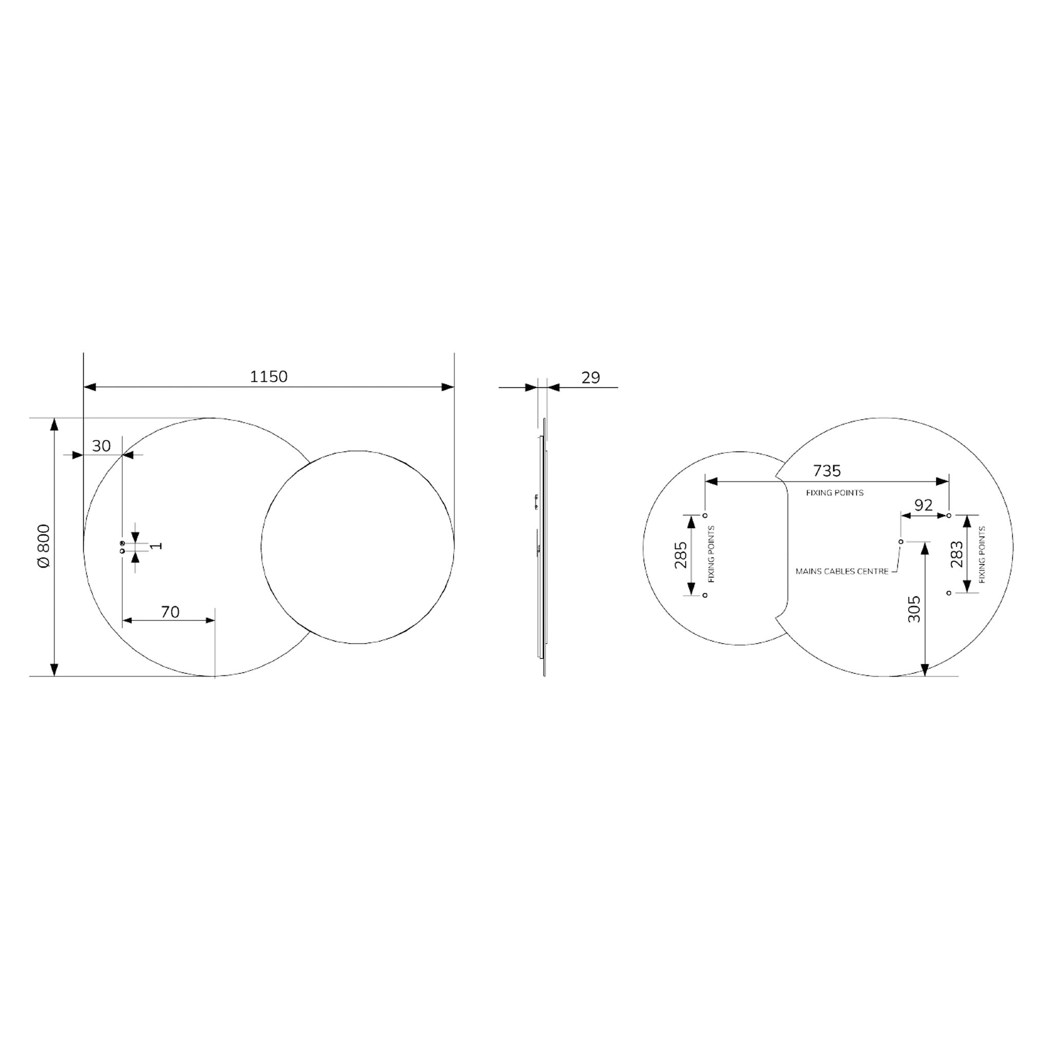 Sonas Echo Eclipse LED Illuminated Mirror 1150 x 800mm