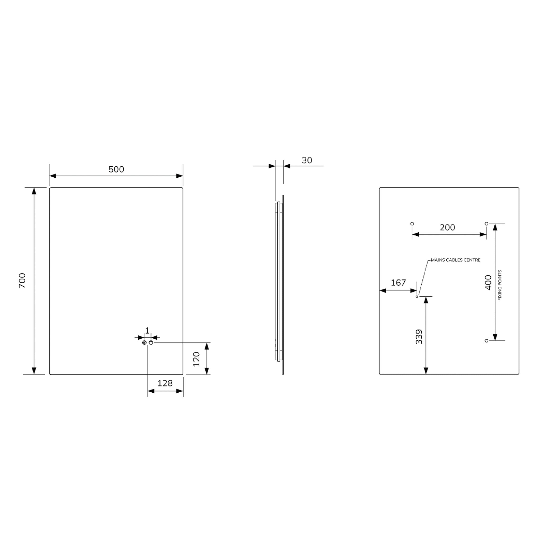 Sonas Echo Rectangle LED Illuminated Mirror 500 x 700mm