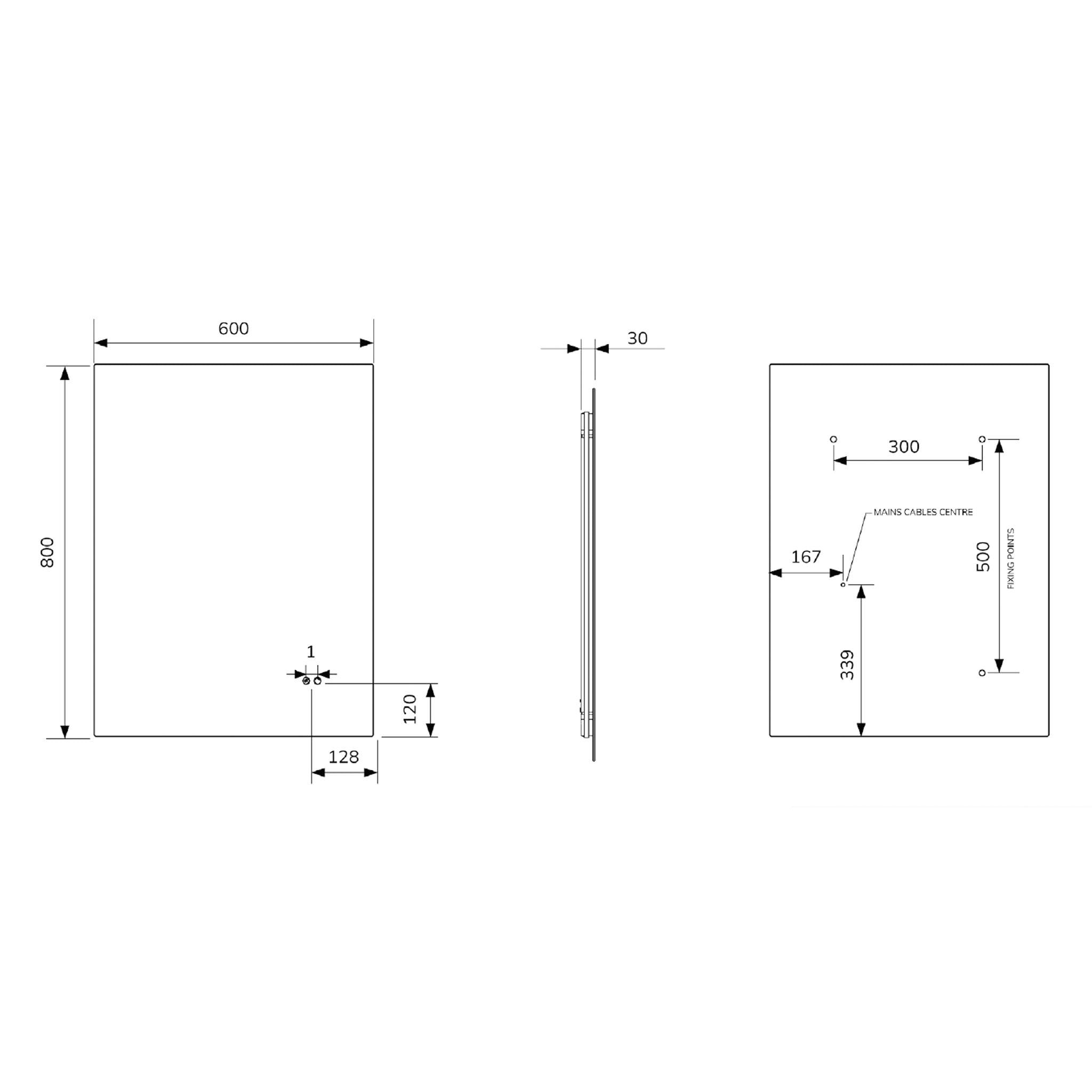 Sonas Echo Rectangle LED Illuminated Mirror 600 x 800mm