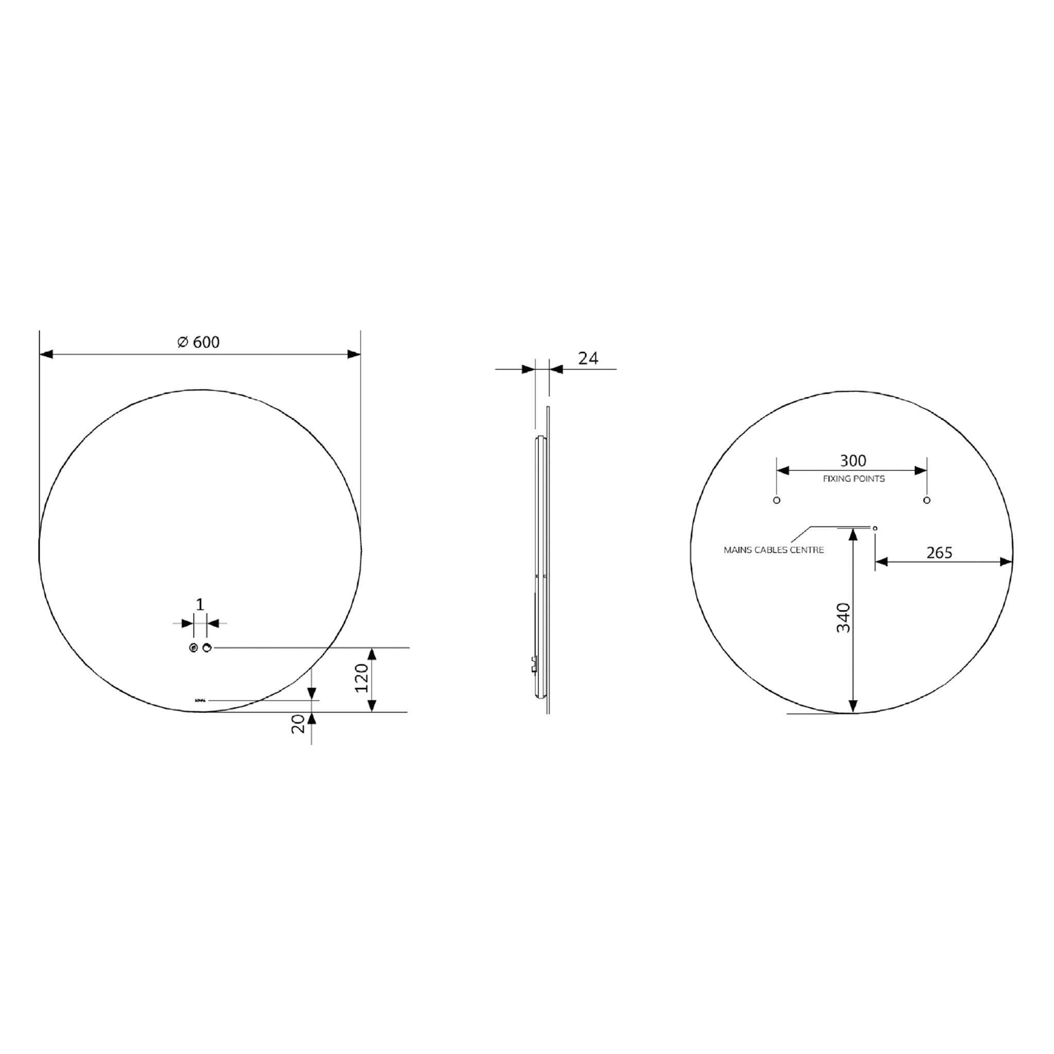 Sonas Echo Round LED Illuminated Mirror 600 x 600mm