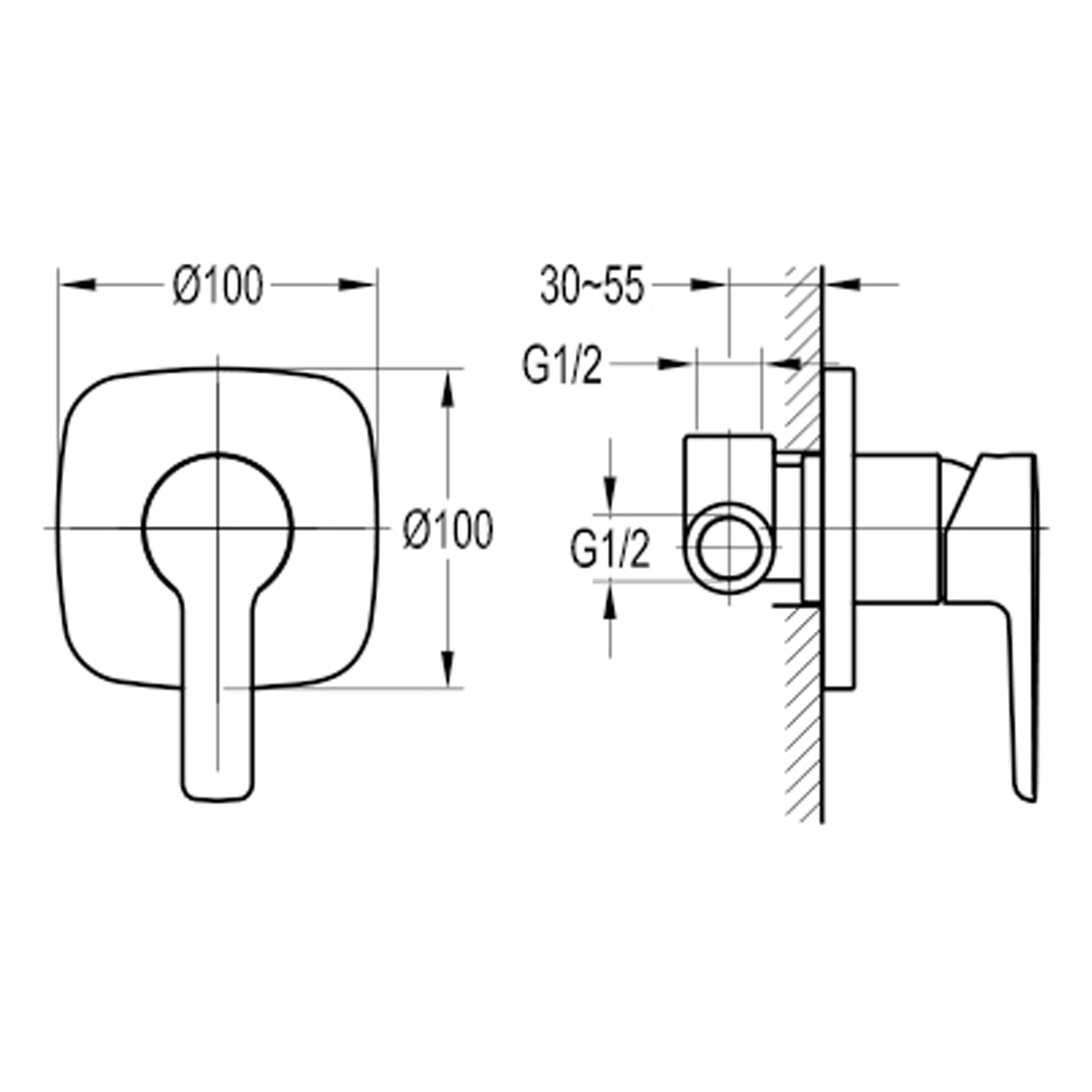 Flova Urban Concealed Single Outlet Manual Shower Mixer Small Plate