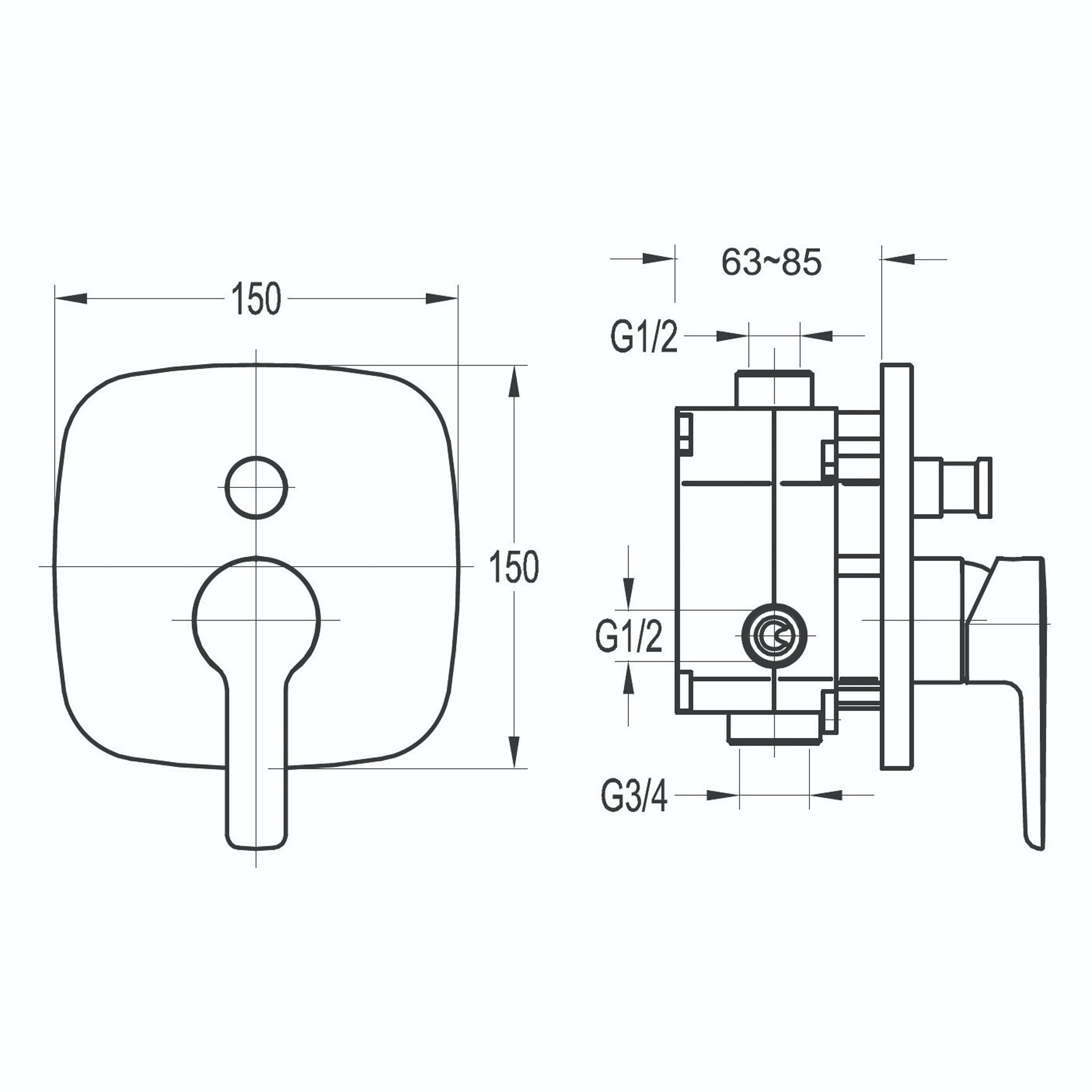 Flova Urban Concealed 2-Outlet Manual Shower Mixer