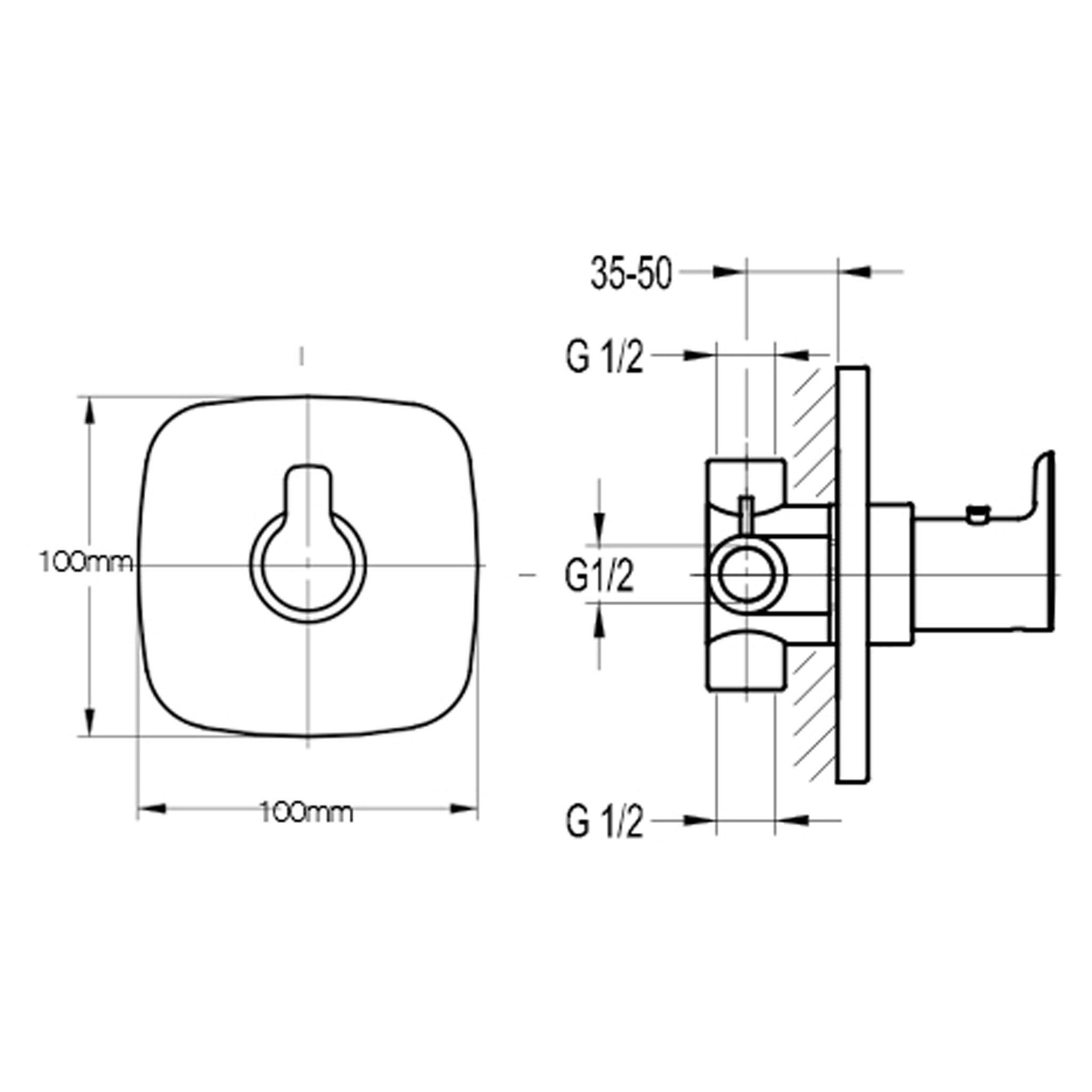 Flova Urban Concealed Thermostatic Shower Mixer With Small Plate