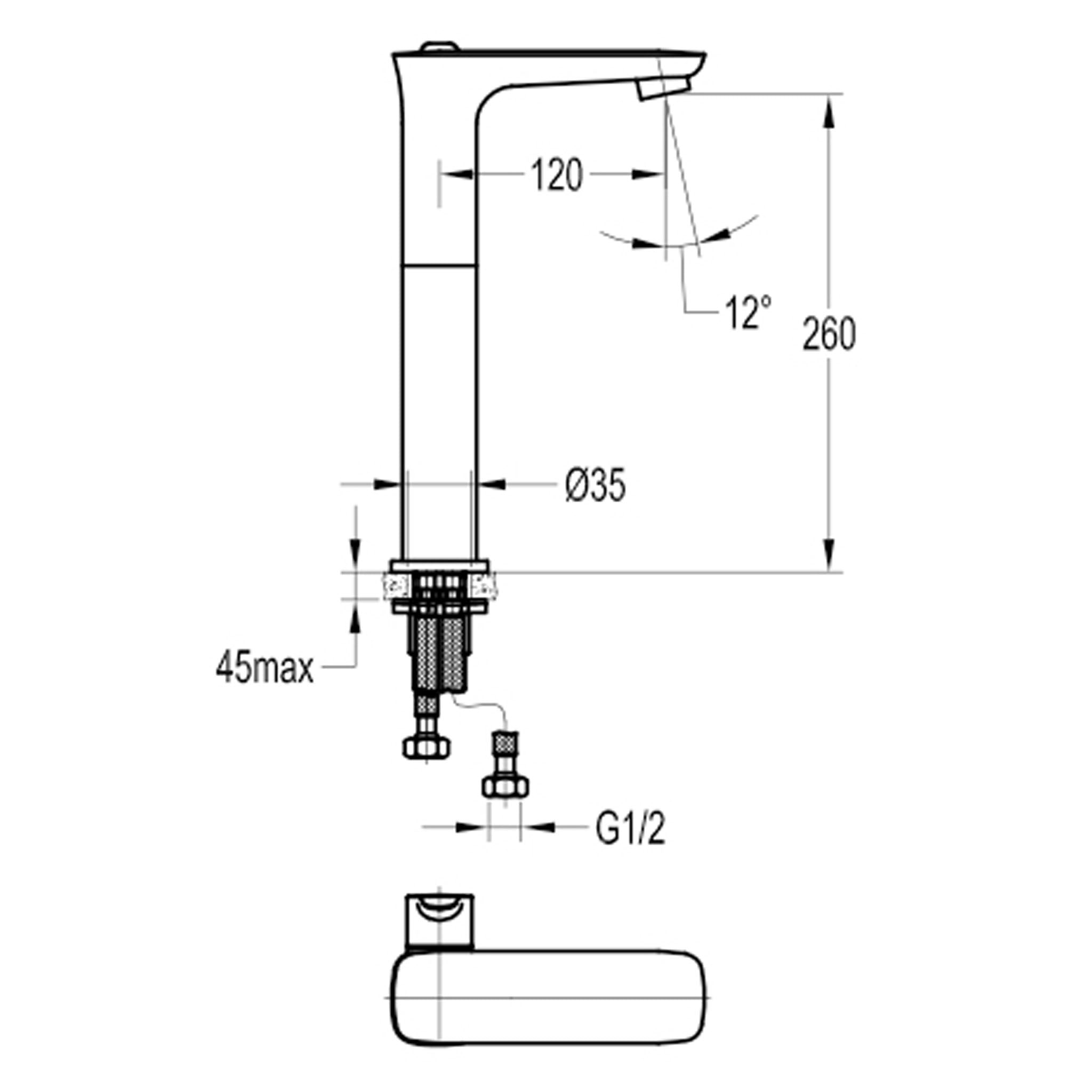 Flova Urban 260mm Tall Single Lever Basin Mixer Tap & Waste