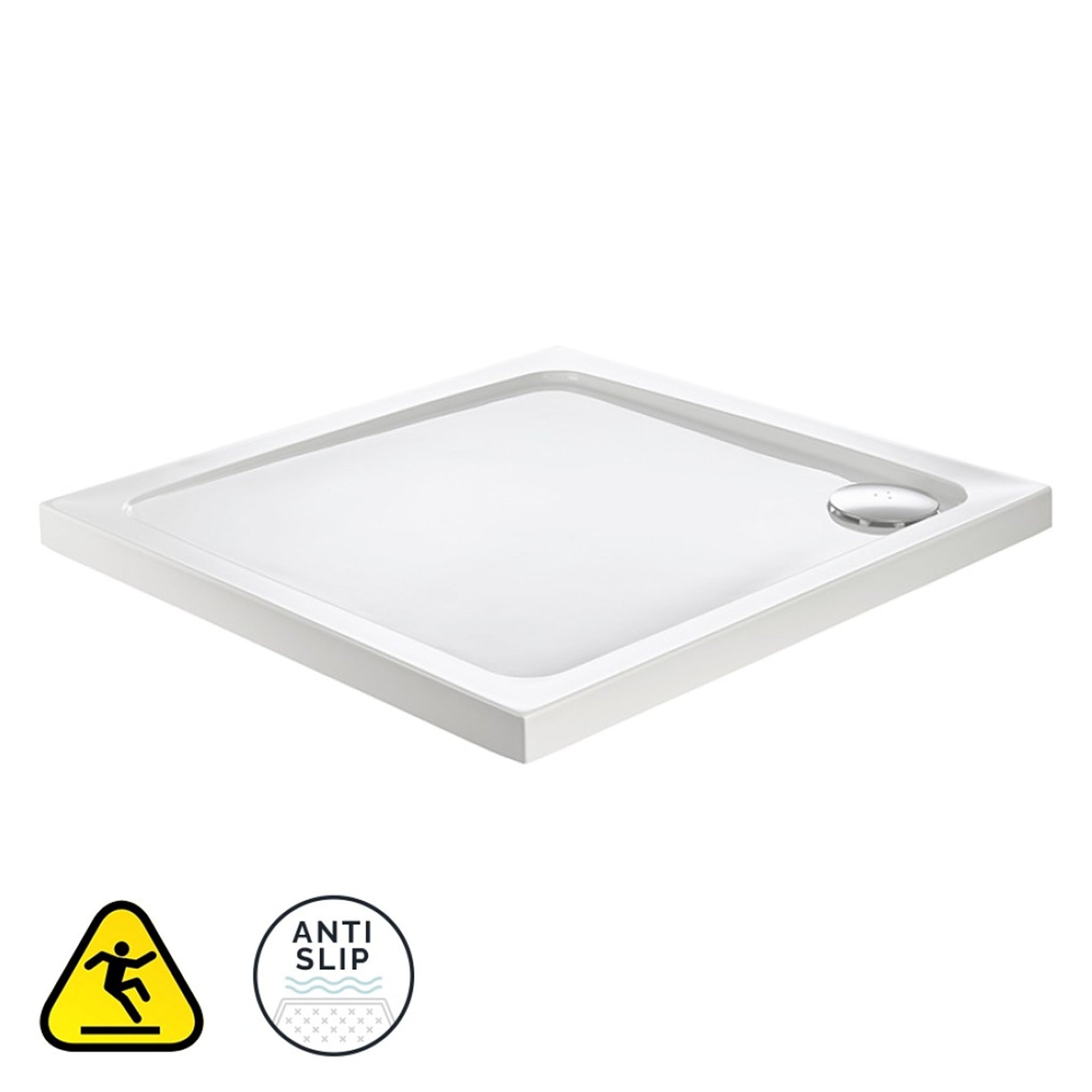 Sonas Kristal Secure Anti-Slip Square Shower Tray & Waste