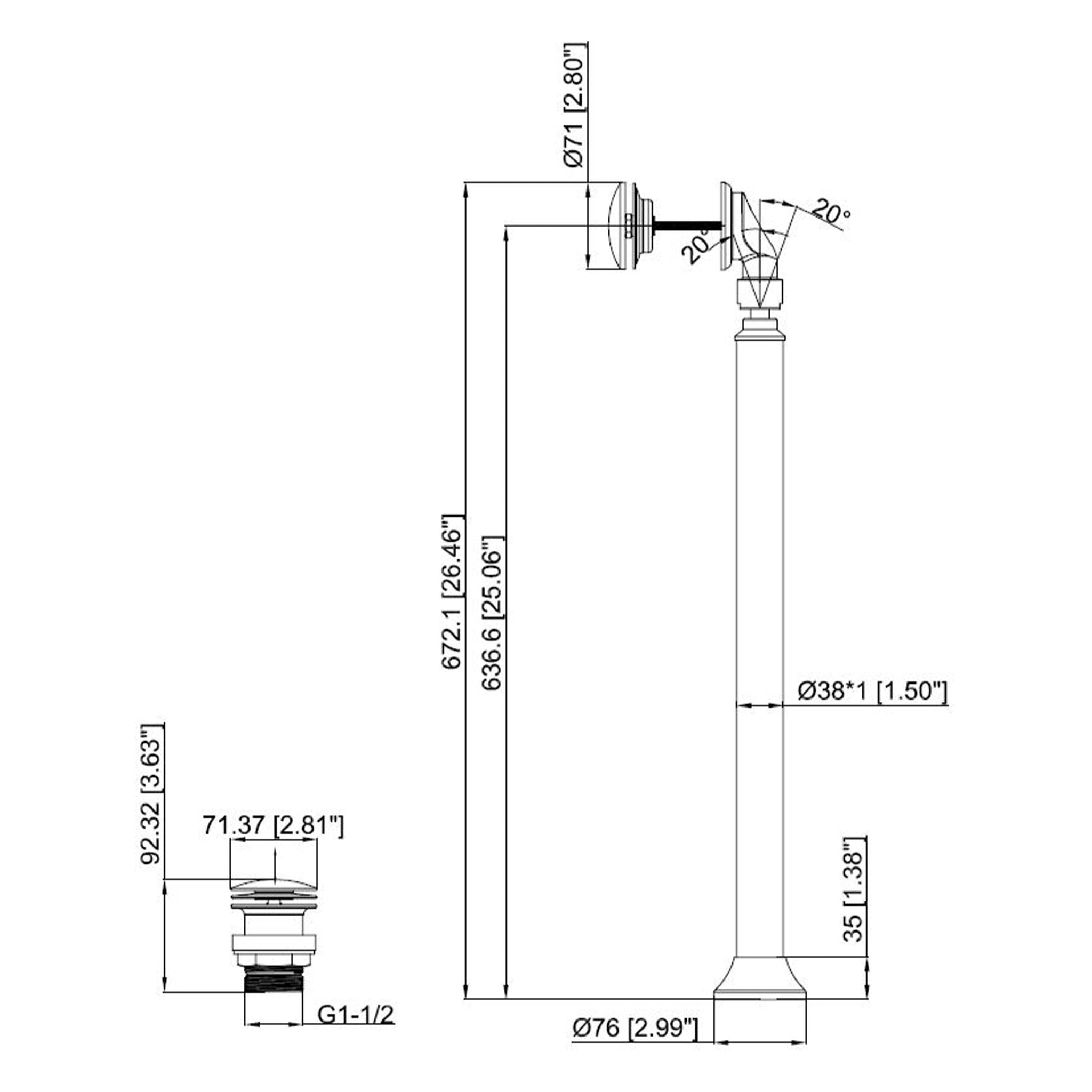 BC Designs Floor Mounted Overflow & Bath Waste