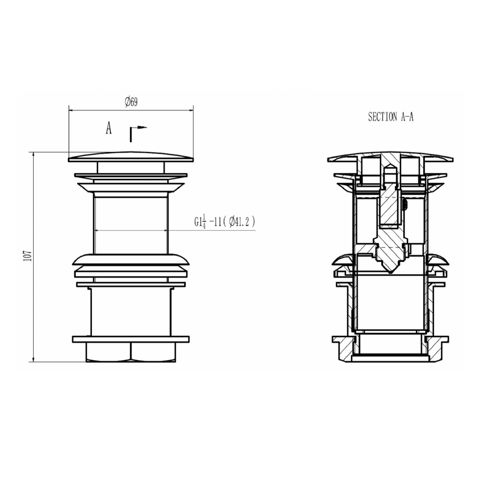 BC Designs Push Down Basin Waste Unslotted