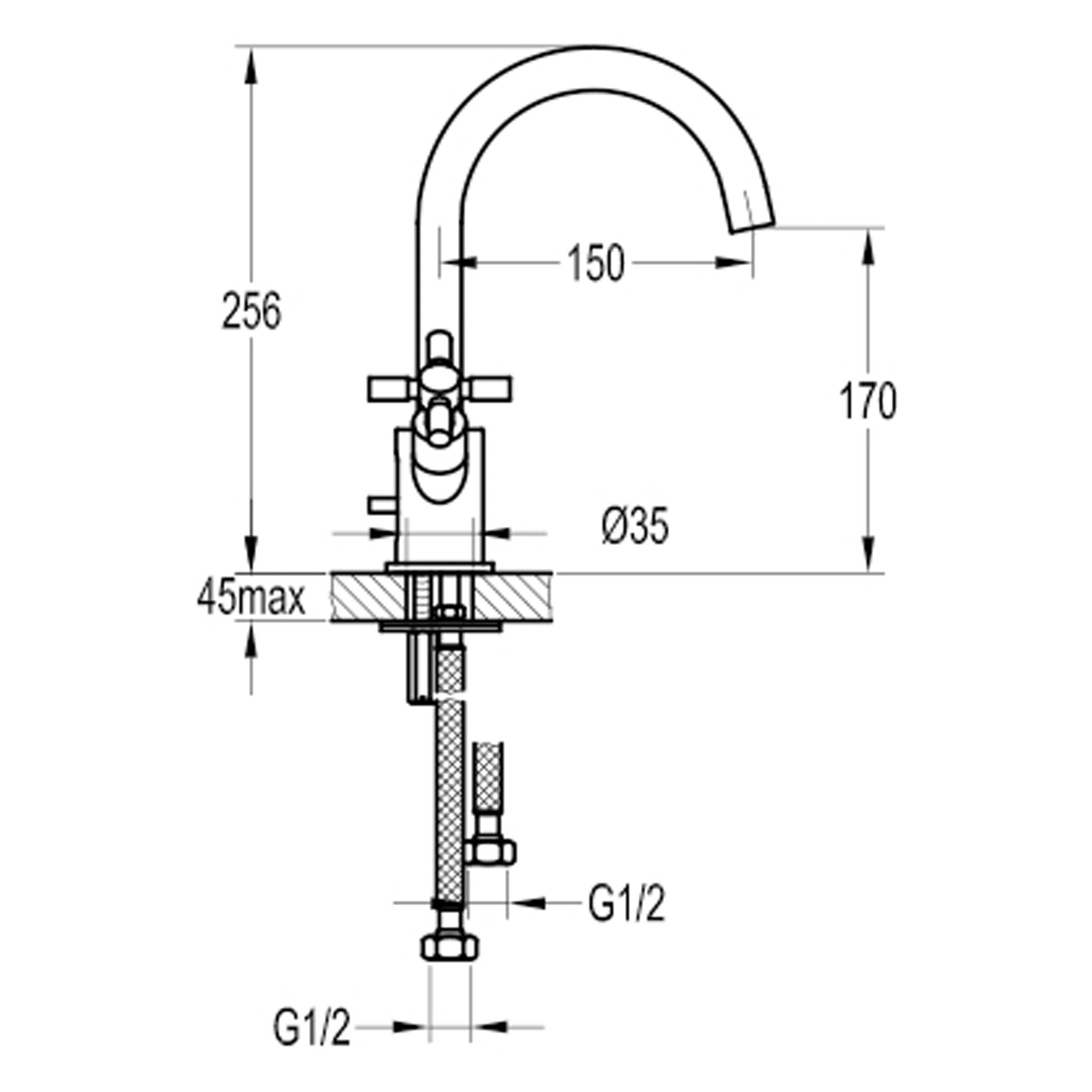 Flova XL 2 Handle Basin Mixer Tap & Waste