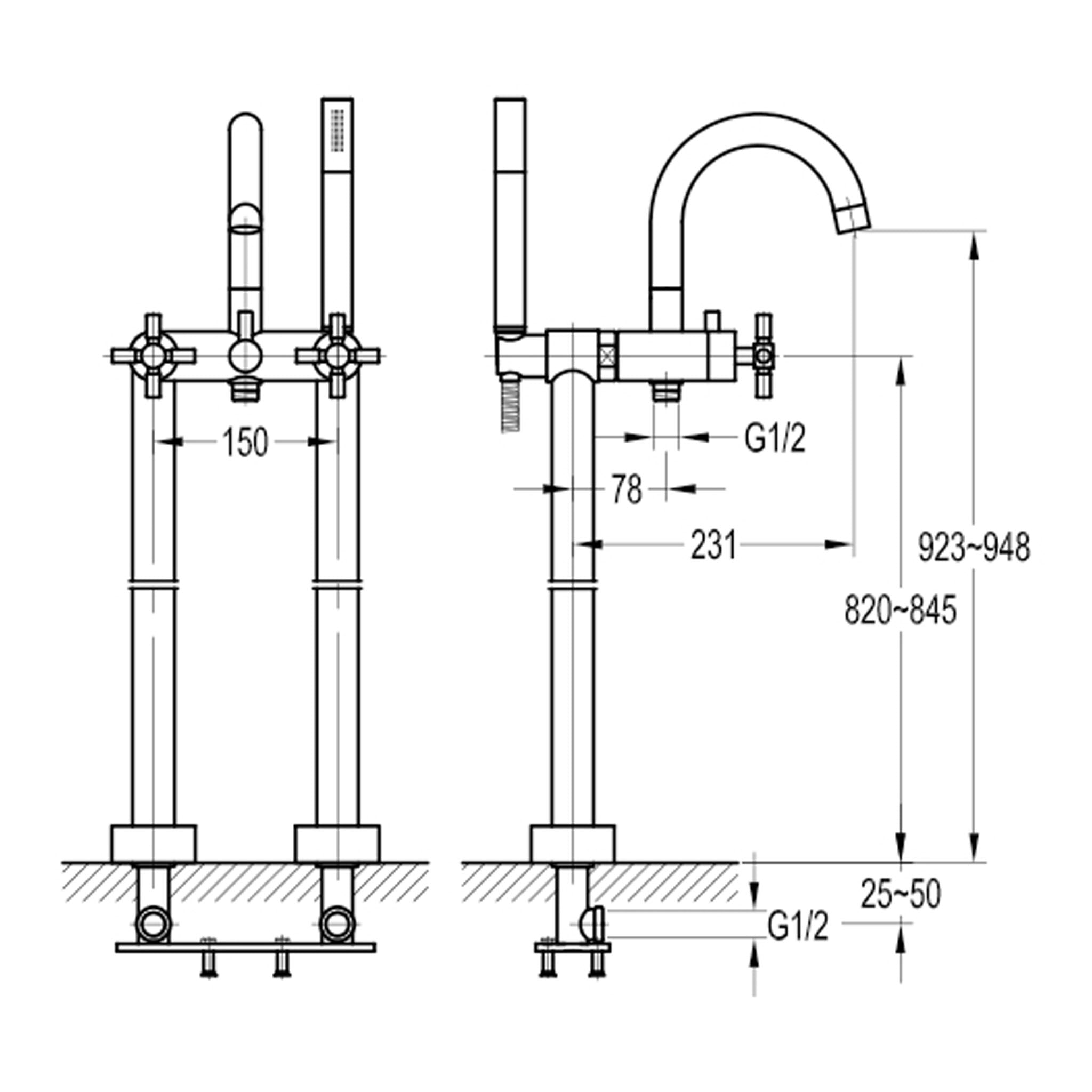 Flova XL Floor Standing Bath Shower Mixer Tap