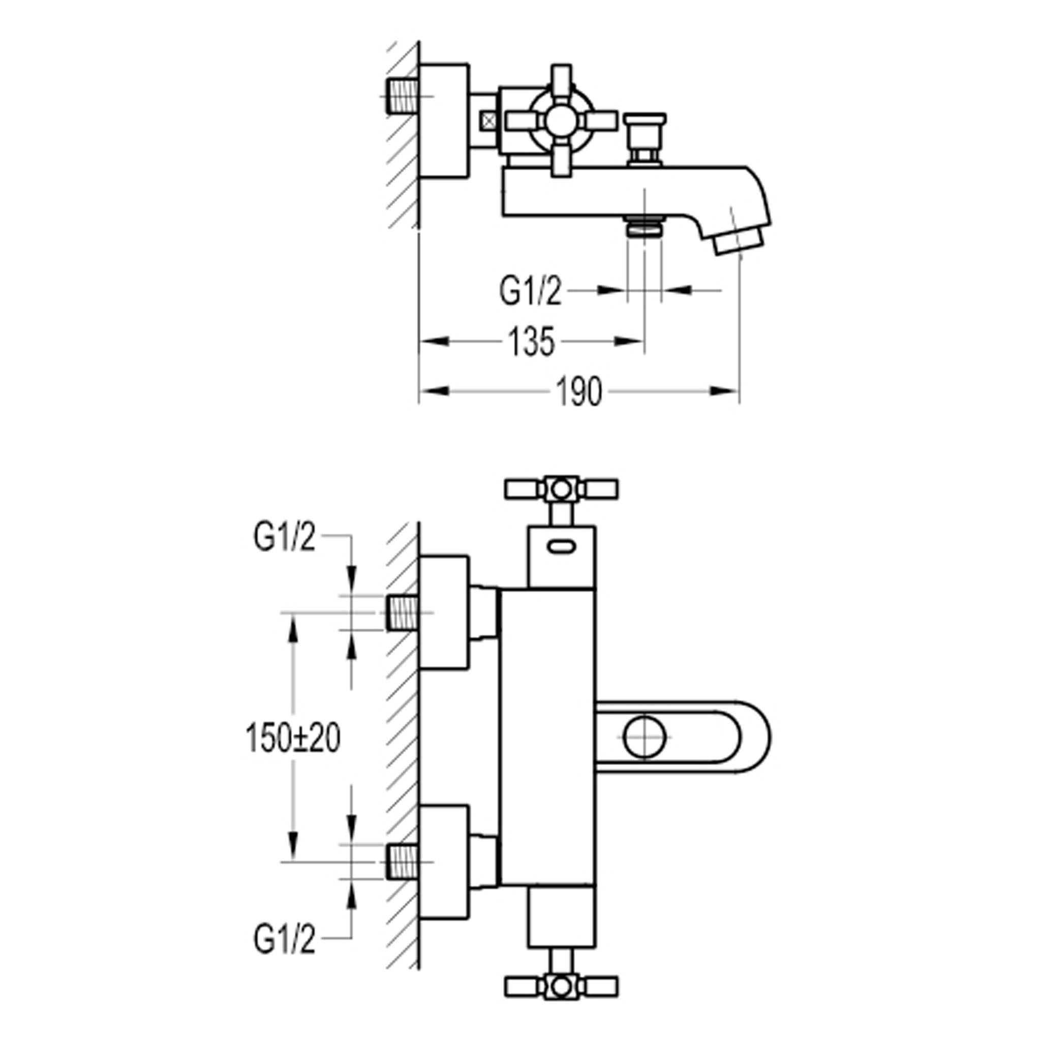 Flova XL Wall Mounted Thermostatic Bath Shower Mixer Tap