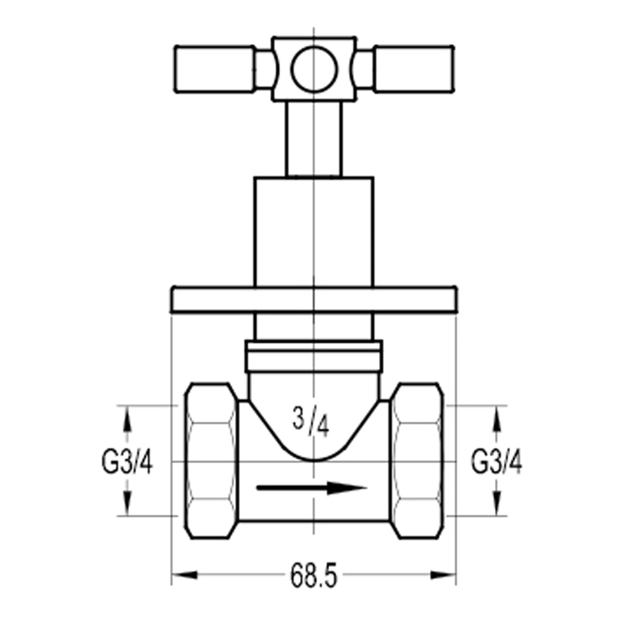 Flova XL 3/4 Wall Mounted Shut Off Valve