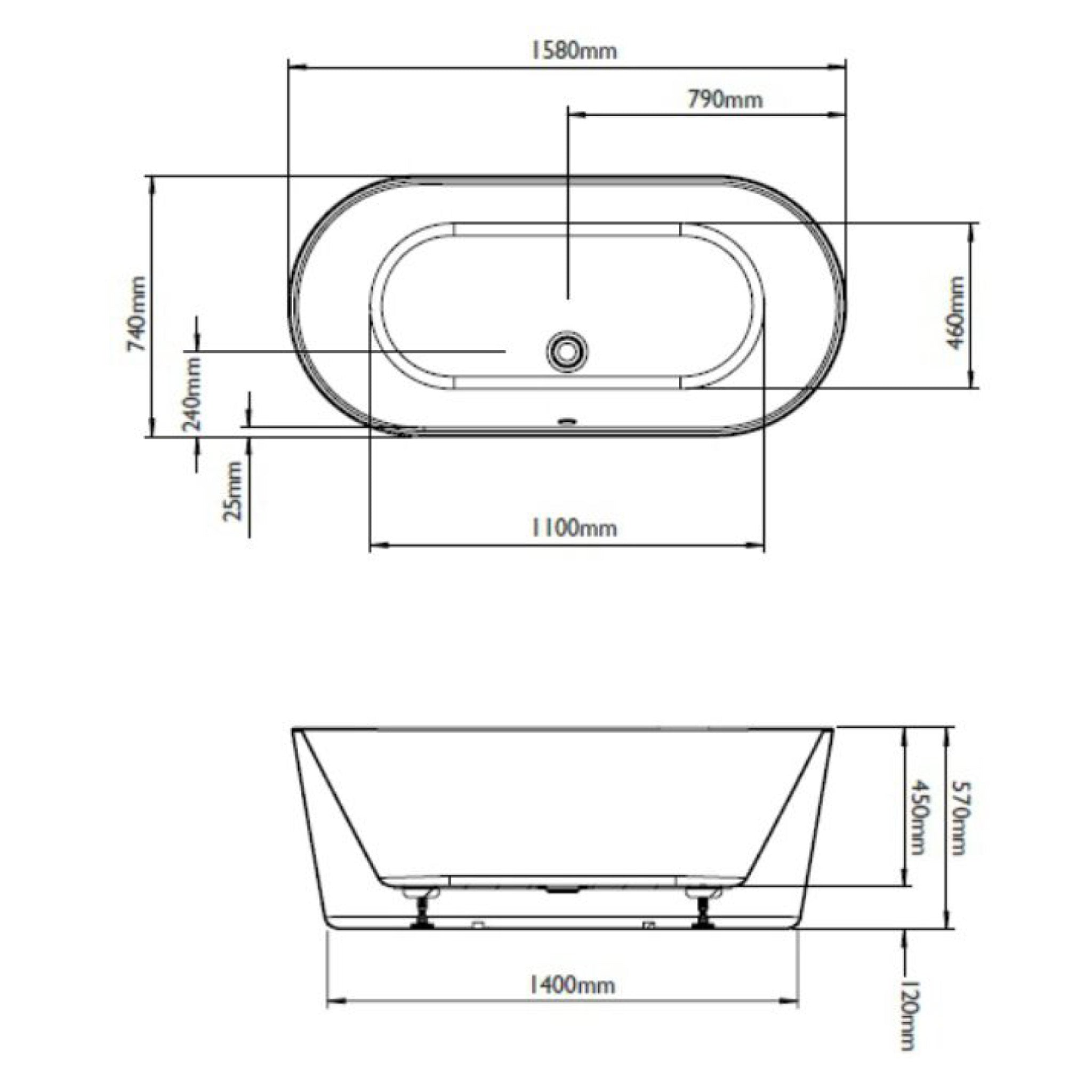 BC Designs Viado Double Ended Acrymite Bath