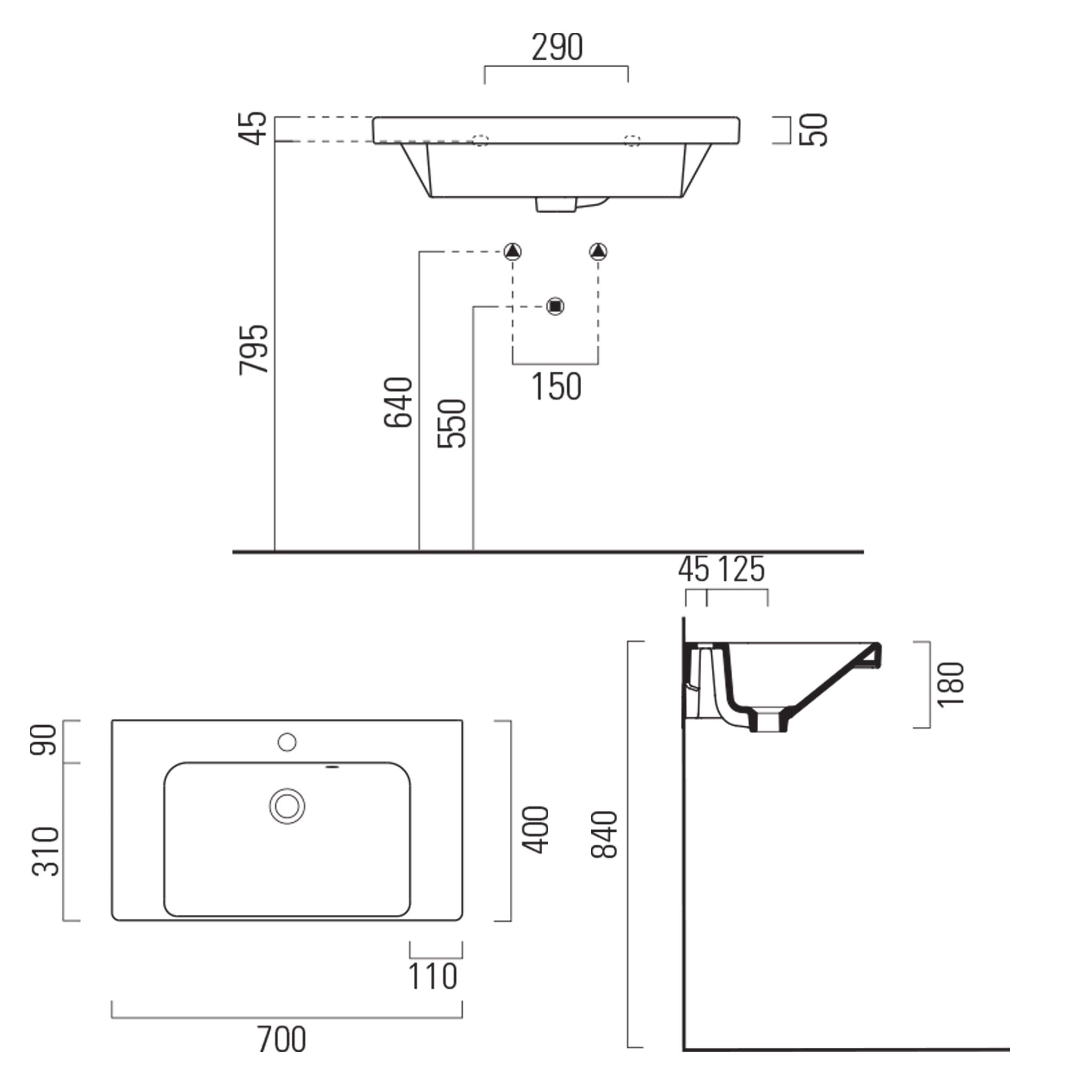 GSI Norm 70 x 40 Washbasin