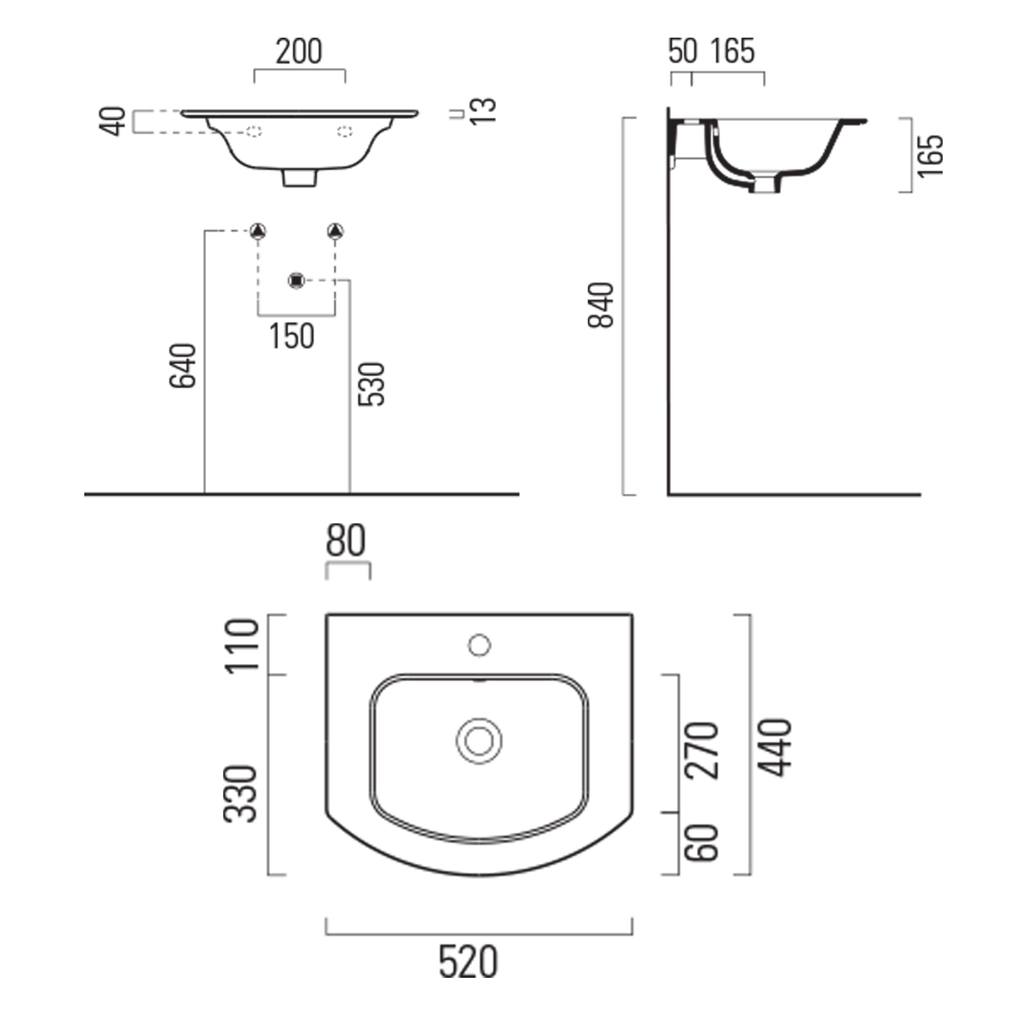 GSI Pura Curved 52 x 44 Washbasin